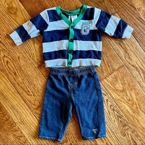 Guess 3-6 Month Cardigan and Jeans Outfit